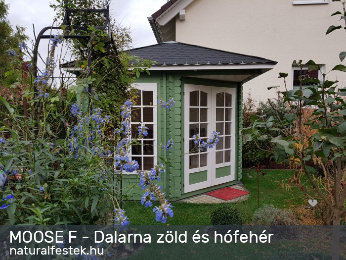 Moose F Dalarna zöld fafestékkel festett faház