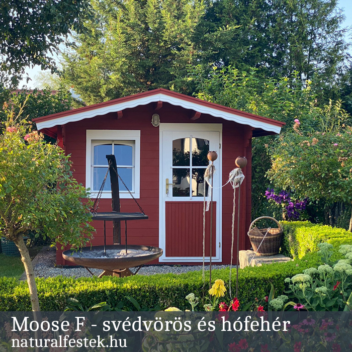 Moose F svédvörös és hófehér színű kis kerti faház