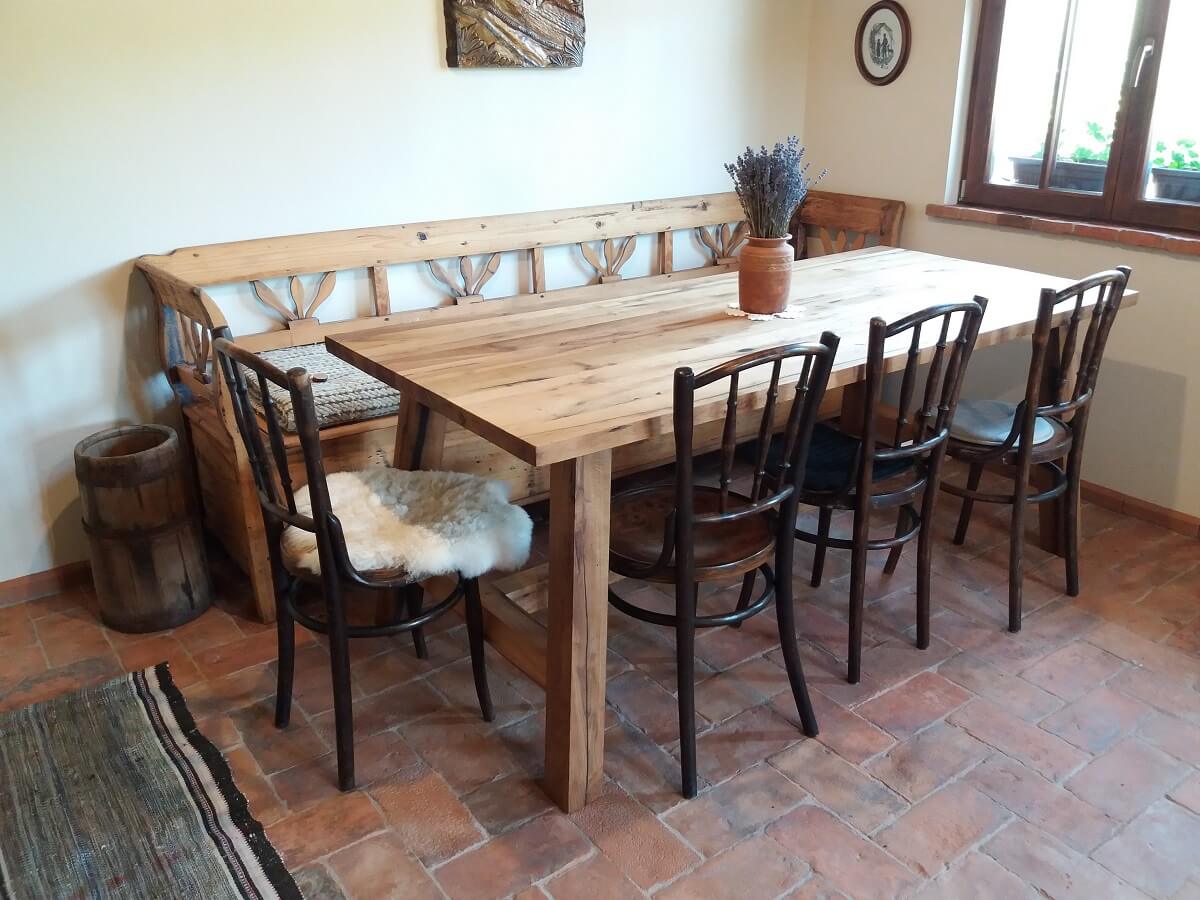 Étkezőasztal és pad Natural Kemény bútorolajjal kezelve
